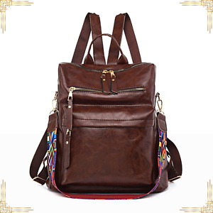 Women Stylish LEATHER Backpack Shoulder Cross Handbag Vintage Large Travel Bag