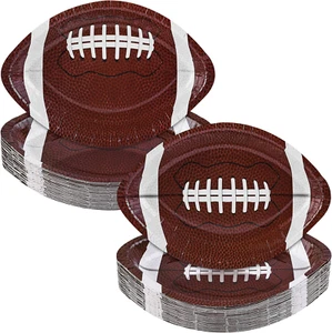 50 Pieces Football Paper Plates Disposable Football Shaped Plates Football Party - Picture 1 of 12