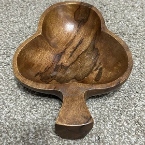 VINTAGE HANDMADE WOODEN BOWL CLOVER - Picture 1 of 5