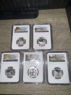 2019 S NGC PF70 ULTRA CAMEO AMERICA THE BEAUTIFUL SILVER PROOF QUARTER COIN SET - Image 1 of 2