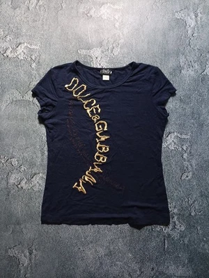 Blusa Top Vintage Dolce&Gabana Y2K Negra Asimétrica Logo Grande Para Mujer Talla M Foto 1 de 4