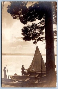 1930-40 RPPC VELERO CREPÚSCULO THE CHUTE HOMESTEAD NAPLES MAINE POSTAL - Imagen 1 de 2