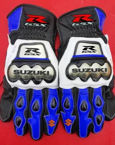 Suzuki Motorcycle Racing Gloves Leather Motorbike Sport Riding Protection CE - Picture 1 of 3