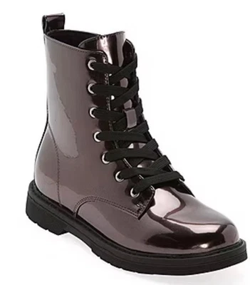 Thereabouts Little & Big Girls Reese Combat Boots- Patent Purple Kids Size 3  - Image 1 of 4