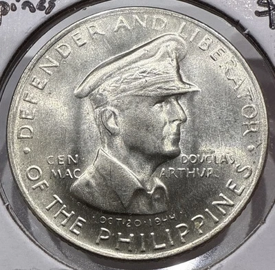 1947-S 50 Centavos Philippines 50C Silver - General MacArthur - BU Uncirculated - Image 1 of 4