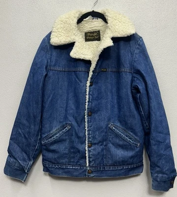 Abrigo Chaqueta Denim Vintage Wrangler Wrange Para Hombre Pequeña Años 70 Forrada Sherpa Rancher Foto 1 de 4