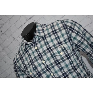 Lucky Brand Lined Shirt Mens Size Large Gray Green Plaids Cotton - Picture 1 of 8
