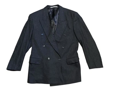 Vintage Hugo Boss Mens Charcoal Wool Cashmere Blazer Jacket 40R West Germany - Image 1 of 4