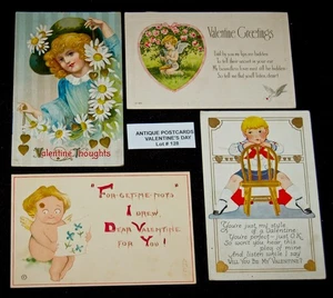 ANTIQUE Postcards Lot of 4 Over 110 Years Old Lot#128 Valentine's Day - Picture 1 of 2