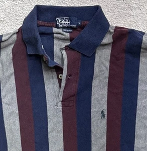 1990’s BAGGY Polo Ralph Lauren Camisa Rayas Hecha en EE. UU. Manga Corta Para Hombre’s LG - Imagen 1 de 4