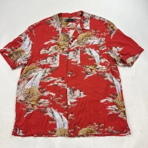 All Saints Shirt Mens Size XXL Red Indo Tiger Waterfall Loop Collar Viscose Camp - Picture 1 of 9