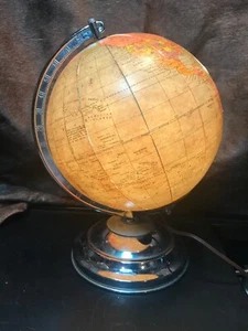 Vintage 8 Inch Illuminated Globe By Legend.On Chrome Base With Chrome Axis.1950s - Picture 1 of 12