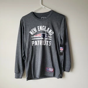 New England Patriots Long Sleeve T-Shirt Tee Youth XL 18/20 Gray NFL Kids NWT - Picture 1 of 12
