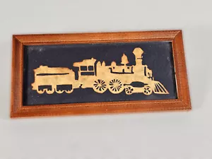 Gerahmte geschnittene Papiersilhouette Eisenbahn Lokomotive Zug Lok • Primitive Folkart - Bild 1 von 6
