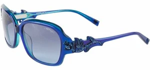 Ed Hardy Sunglasses Rose With Thorn - Blue with Case and Box - Picture 1 of 3