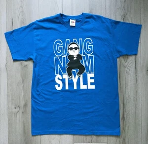 Gangnam style unisex t-shirt size M blue K Pop Korean 100% cotton  - Picture 1 of 7