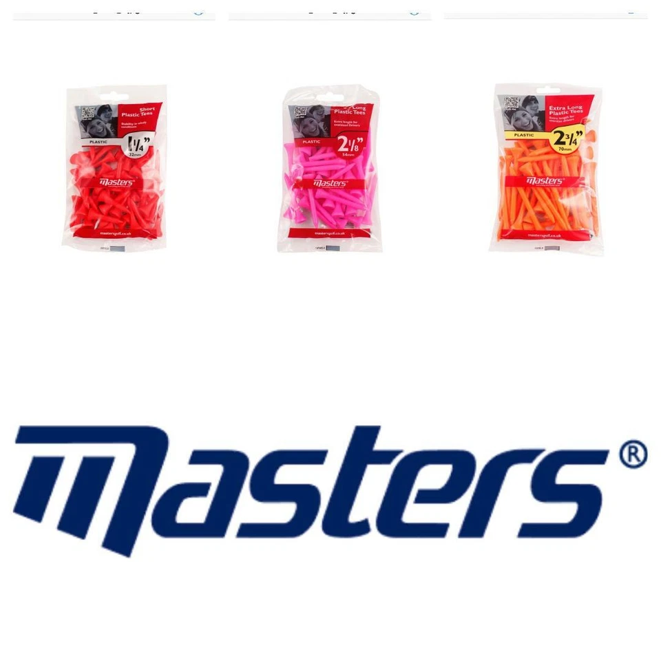 Masters Golf Long or Short Plastic Tees. Various Size Packets. Free Postage. - Image 1 of 1