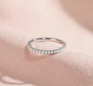 STERLING SILVER GOLD PLATED STACKABLE ETERNITY RING SIZE 5 - Picture 1 of 3
