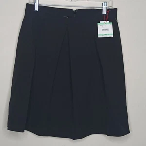 New Anne Klein Mini Skirt Women 8 Black Dark Wash Back Zip Pleated A Line - Picture 1 of 7