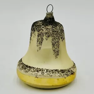 Vintage mundgeblasenes Glas Glitzer Gold GLOCKE Weihnachtsschmuck Germany - Bild 1 von 6
