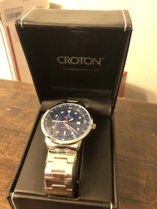 OROLOGIO DA POLSO CROTON 10ATM-330ft IMPERMEABILE UOMO Blu/argento - Foto 1 di 6