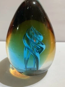 Vintage Glass Swirl Paperweight Beautiful Control Bubble Swirl 4.5” High - Picture 1 of 3