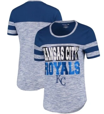 Kansas City Royals Women's 5th & Ocean by New Era Royal Space Dye Crew T Shirt - Image 1 of 4