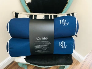 NEW RALPH LAUREN LOGO BLUE INDOOR OUTDOOR BOLSTER CUSHIONS - Picture 1 of 8