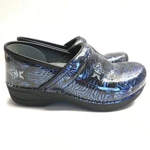Dansko XP 2.0 Clogs Loafers Shoes Women’s Sz 38 EU 7.5 - 8 US Blue Black Patent - Picture 1 of 7