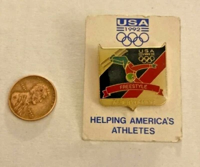 Vintage 1992 Albertsville Olympic Team USA Freestyle Metal Pin Rare - Image 1 of 2