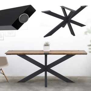 Pata de mesa industrial forma cruzada negro soporte auxiliar de encimera 78x71cm - Imagen 1 de 7
