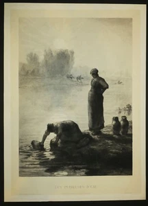 BRACQUEMOND Félix " Les puiseuses d'eau " Eau-forte d'après MILLET 19è BARBIZON - Imagen 1 de 5