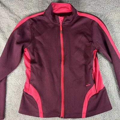 Chaqueta cortavientos Brooks para correr para mujer Chaqueta púrpura mediana Cremallera Malla Foto 1 de 4
