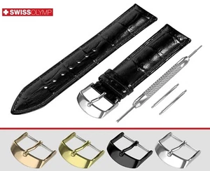 Correa de reloj de cuero genuino negro brillante para cierre de hebilla 12-24 mm para RADO - Imagen 1 de 21