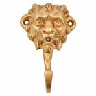2x Handmade Golden Brass Lion Head Wall Hook Coat Hanger Holder