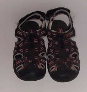 Kids shoes youth size 13 black gray red hook and loop beach easy sandals - Picture 1 of 8