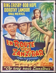Road to Zanzibar Original Belgian Movie Poster Bing Crosby Bob Hope 1941 - Picture 1 of 9