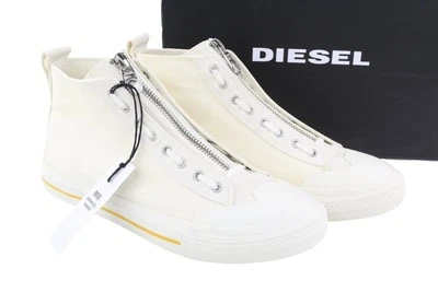 Diesel S-Astico Mzip Hombre Zapatillas EU45 Blanco Cremallera Mid Top Almond Pie - Imagen 1 de 4