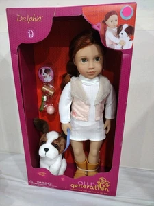 Nuestra Generación Delphia 18" Muñeca Mascota Perro Paseador Accesorios Piel Clara Pelo Rojo - Imagen 1 de 4