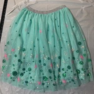 Cat & Jack Girls Green Sequin Long Dance Skirt - Size 14-16 XL Holiday/Christmas - Picture 1 of 8