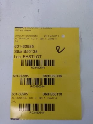Генератор переменного тока 6 скоростей VIN 7 8-значный подходит для 12-13 MAZDA 3 3480544 - Изображение 1 из 4