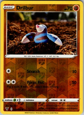 Drilbur Reverse Holo 091/185 SWSH04: Vivid Voltage Common - NM - Image 1 of 2