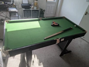 BCE 6ft Folding Pool Table with Dartboard + Cues, Balls & Soft Tip Darts & Board - Picture 1 of 11