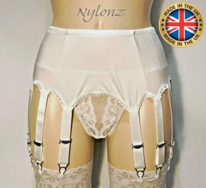 14 correas cinturón colgante de lujo blanco (cinturón de liga) nylonz hecho en el Reino Unido - Imagen 1 de 3
