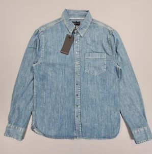 FARRELL Mens Denim Shirt Blue Medium Cotton Snap Front Closure Button Up - Picture 1 of 7