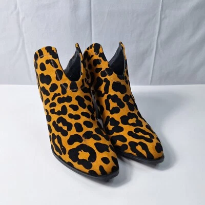 Botín al tobillo Qupid para mujer talla 9 camel/negro leopardo imitación gamuza vaquera occidental Foto 1 de 4