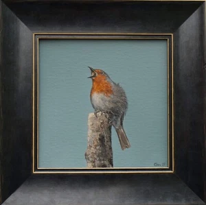 Robin's Song, Robin Red Breast, Artwork Original Painting, Not Print Birds - Picture 1 of 12