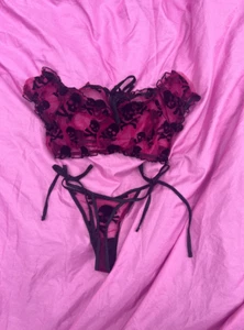 Purple Off the Shoulder Velvet Skull Crop Bralette & Panty Lingerie Set  CUSTOM - Picture 1 of 9