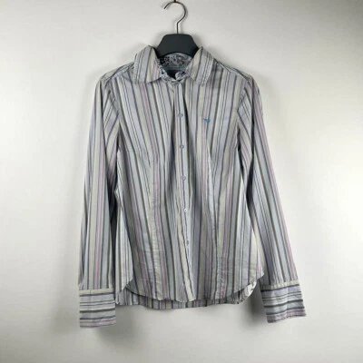 Esprit Womens Blue Colour Stripe Floral Shirt Blouse Size Large Vintage Foto 1 de 4