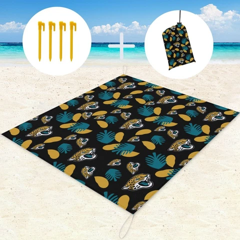 Jacksonville Jaguars Waterproof Picnic Mat 59×57in Beach Mat with Storage Bag Cover